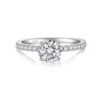 YL Anillo de Compromiso Mujer 1 Quilates Moissanita de Plata de Ley 925 Anillo de Promesa de Moissanita Color D VVS1 Regalo Aniversario(Talla 18)