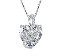 YL Collar Corazón Mamá plata de ley 925 con colgante de Circonita blanca con piedra natal de abril para mujer