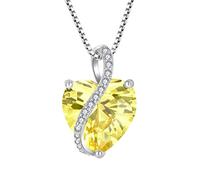 YL Collar de Corazón plata de ley 925 con colgante de Circonita amarilla de piedra natal de noviembre para mujer