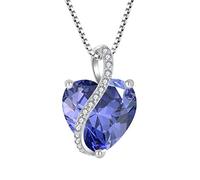 YL Collar de Corazón plata de ley 925 con colgante de tanzanita con piedra natal de diciembre para mujer