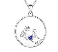 YL Collar Madre e Hija Plata de Ley 925 Collar con Colgante de Circonita Tanzanita Regalos para Mujeres Mamás, 45-48 CM