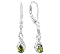 YL Mujer Pendientes Infinito Plata de Ley 925 Con Piedra Natal de Agosto Peridoto de Circonita Verde Para Mujer