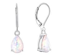 YL Pendientes de Plata de Ley 925 Con Ópalo Blanco Para Mujer