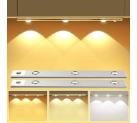 Ylatoial 30cm Luz LED Armario con Sensor de Movimiento, 1200mAh Luce Cocina Bajo Mueble 3 Temperaturas de Color 10%-100% Brillo Ajustable Luz Led Adhesiva Regulable Noche para Escaleras Hogar Decor