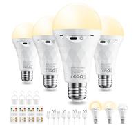 Ylatoial Bombilla LED recargable E27 con mando a distancia, paquete de 4, lámpara de exterior regulable, 2600 mAh