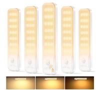 Ylatoial Luz de Armario, 5 Piezas 15CM Luz Nocturna con Sensor Movimiento, 3000K USB Recargable LED Armario para Gabinete, Cocina, Escalera, Pasillo, Sótano, Garaje - Blanco Cálido