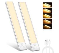 Ylatoial Luz de Armario Recargable con Sensor Movimiento, 20.5CM 3000K Regulable Lampara LED Adhesiva, Luz Nocturna para Cocina,Gabinete,Escalera,Sótano,Garaje-2PCS