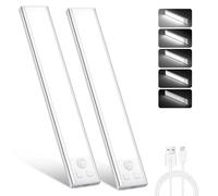 Ylatoial Luz de Armario Recargable con Sensor Movimiento, 20.5CM 6500K Regulable Lampara LED Adhesiva, Luz Nocturna para Cocina,Gabinete,Escalera,Sótano,Garaje-2PCS