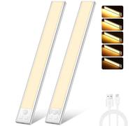 Ylatoial Luz de Armario Recargable con Sensor Movimiento, 31CM 3000K Regulable Lampara LED Adhesiva, Luz Nocturna para Cocina,Gabinete,Escalera,Sótano,Garaje-2PCS