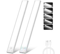 Ylatoial Luz de Armario Recargable con Sensor Movimiento, 31CM 6500K Regulable Lampara LED Adhesiva, Luz Nocturna para Cocina,Gabinete,Escalera,Sótano,Garaje-2PCS