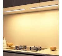 Ylatoial Luz de Armario Recargable con Sensor Movimiento, 41CM 3000K Regulable Lampara LED Adhesiva, Luz Nocturna para Cocina,Gabinete,Escalera,Sótano,Garaje-2PCS