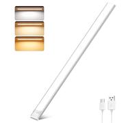 Ylatoial Luz de Armario Sensor Movimiento con 3 Colores Temperatura,60CM Recargable Lampara LED Adhesiva, Regulable Luz Nocturna para Cocina,Gabinete,Escalera,Sótano,Garaje