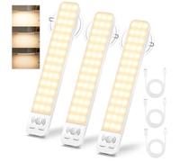 Ylatoial Luz LED con Sensor de Movimiento, 25CM Led Cocina Bajo Mueble con 3000K 2000mAh USB Recargable & Brillo Ajustable, Luces Led para Cocina, Armario, Garaje, Pasillo, Escalera-3 Piezas