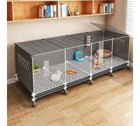 YLEPHNE Jaula para Conejos de Interior, Jaulas para Cobayas, Parte Delantera Transparente, Casa para Animales Pequeños para Conejos, con Bandeja Extraíble(Black,140cm)