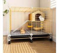 YLEPHNE Jaula para Conejos, Jaula para Cobayas, Jaulas Metálicas para Animales Pequeños para Cobayas, Conejos, Fácil de Limpiar, Ruedas con Cerradura de Seguridad(70 * 35 * 53cm)