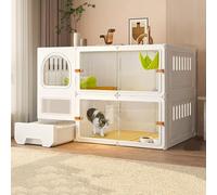 YLEPHNE Jaula para Gatos de Interior con Inodoro para Gatos, Transparente, Recinto para Gatos para Amigos Felinos Felices(White,106x46x71cm)