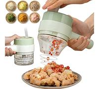 YLFC Juego De Cortador De Vegetales Eléctrico De Mano 4 En 1, 2022 Nuevo Mini Triturador De Barro De Ajo Eléctrico Inalámbrico, Recargable por USB para Cocinar Vegetales En La Cocina