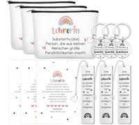 Ylinge 3 Set de Regalo para Maestro Profesores con Bolsas de Cosméticos Tarjetas de Agradecimiento Llavero y Marcapáginas para Día de Profesor Despedida Cumpleaños Jubilación Graduación