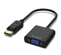 YLK Adaptador DisplayPort a VGA 1080P (Macho a Hembra) Compatible con Lenovo, DELL, HP, ASUS, PC, Pantalla, Proyector (Noir)