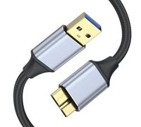 YLK Cable USB a Micro B 3.0, Cable de 0,5 M Compatible con Disco Duro Externo WD, Toshiba, Seagate, Samsung Galaxy S10/S9/S8 (50cm_USB Nylon)