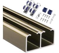 YLLFFLL Kit Puerta Corredera Mini Gabinete Bypass Doble Puerta Corrediza De Granero Kit De Riel, Juego De Colgar De Deslizamiento Suave DIY, Riel Y Rodillo De Puerta Corrediza(Champagne,61in/155cm)