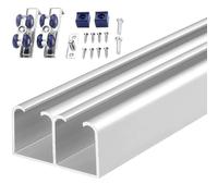 YLLFFLL Kit Puerta Corredera Mini Gabinete Bypass Doble Puerta Corrediza De Granero Kit De Riel, Juego De Colgar De Deslizamiento Suave DIY, Riel Y Rodillo De Puerta Corrediza(Silver,33in/84cm)