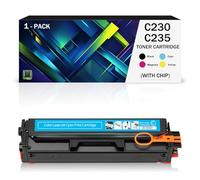 YLLiee Cartucho de tóner de Repuesto para impresoras láser a Color Xerox C230 C235 (con Chip) 006R04383 006R04384 006R04385 006R04386 BK/C/M/Y(Size:1500Page,Color:Cian)