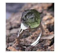 YLLLLY 1PC Meteorite Ring,1PC Really Natural Moldavite Ring Stone Czech Meteorite Crystal Energy Gemstone Different Grams Rare Gifts(B)