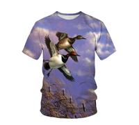 YLLMNOBN Camisa de Manga Corta Estilo Harajuku para Hombre, con Estampado 3D de Pato Salvaje para Caza al Aire Libre, Moda veraniega Informal y Moderna.