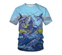 YLLMNOBN Camisa de Manga Corta Estilo Harajuku para Hombre, Moderna y Fresca, con Estampado 3D, Ideal para el Verano y para los Amantes de la Pesca al Aire Libre.