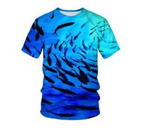 YLLMNOBN Camiseta con Estampado 3D de Peces del océano y del Fondo Marino, una Prenda Divertida e Informal de Manga Corta para Hombres y Mujeres.