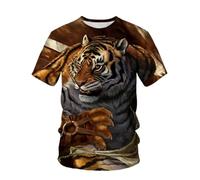 YLLMNOBN Camiseta con Estampado 3D de Tigre de Dibujos Animados, Top Deportivo de Cuello Redondo para Verano y Actividades al Aire Libre, Tallas Grandes.
