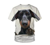 YLLMNOBN Camiseta con Estampado 3D de un Perro Adorable con Orejas Grandes, Talla Grande, Ideal para Deportes de Verano y Actividades al Aire Libre, con Cuello Redondo.