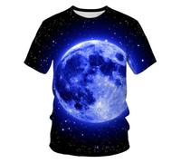 YLLMNOBN Camiseta con Estampado 3D del Universo y los Planetas, Camiseta Informal de Manga Corta para Hombre, Ideal para Vacaciones de Verano en la Playa.