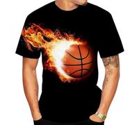 YLLMNOBN Camiseta de Baloncesto para Hombre con Estampado 3D y diseño de Llamas, de Manga Corta y Corte Holgado, Ideal para el Verano.
