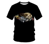 YLLMNOBN Camiseta de Hombre con Estampado 3D Big Fish Eats Little Fish (Pez Grande se Come a pez pequeño) de Manga Corta, Ideal para Fitness, Running, Deportes y Uso Casual.