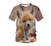 YLLMNOBN Camiseta de Hombre con Estampado 3D de Zorro Divertido, Estilo Urbano Veraniego, Manga Corta, Cuello Redondo y Corte Holgado.