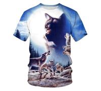 YLLMNOBN Camiseta de Manga Corta con Cuello Redondo y Estampado 3D de la Manada de Lobos Salvajes del Bosque para Hombre, de Secado rápido y Transpirable.
