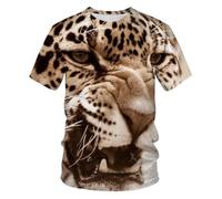 YLLMNOBN Camiseta de Manga Corta de Secado rápido para Hombre con Estampado de Leopardo Salvaje en 3D, Ideal para Verano, Actividades al Aire Libre y Deportes.