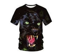 YLLMNOBN Camiseta de Manga Corta para Hombre con Estampado 3D de la Feroz Pantera Negra, Transpirable e Informal, Ideal para Fiestas al Aire Libre.