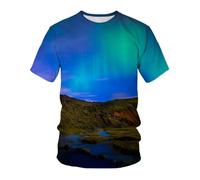 YLLMNOBN Camiseta de Manga Corta para Hombre con Estampado 3D de Paisaje de Cielo Estrellado cósmico, Estilo Casual y Holgado, Ideal para el Verano.