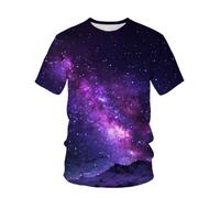 YLLMNOBN Camiseta de Manga Corta para Hombre Estilo Harajuku Street, Moderna y Fresca, con Estampado 3D de Universo, Galaxia y Cielo Estrellado.