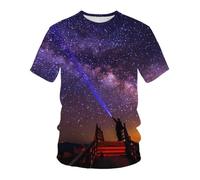 YLLMNOBN Camiseta para Hombre con Estampado 3D de la Galaxia y Vista Nocturna del Universo - Camiseta de Manga Corta de Moda veraniega y Divertida, Corte Holgado.