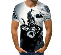 YLLMNOBN Reproductor de música, Disco de DJ, Verano, Moda Masculina, Estampado 3D, Camiseta Urbana Informal, Divertida, Manga Corta