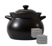 YLME Cazuela Olla De Barro De Cerámica para Cocina A Gas Olla para Sopa Y Guisos Resistente A Altas Temperaturas para Cocinar Y Hervir A Fuego Lento En Casa,3.5L