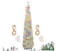 Ylnailky Árbol De Navidad con Luces | Árbol de Navidad con Purpurina y Luces LED de Colores - Planta Decorativa De 1.5 Metros para Interiores Y Exteriores