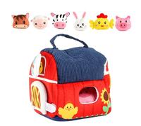 Ylnailky Juguete De Peluche De La Granja | Animales De Peluche Interactivos Educativos para El Desarrollo | Juguete De Granero Sensorial con Espejo Y Sonajero,para Niños, Familia Y