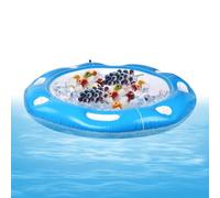 Ylnailky Mesa Flotante para Juegos De Cartas En Piscina,Bandeja Inflable para Cartas y Alimentos | Mesa Portátil para 4-6 Jugadores con Soporte para Bebidas y Alimentos, para Jardín, Resort, Cabaña,