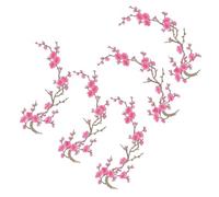 Ylnailky Parches Termoadhesivos Para Ropa - Parches de Bordado Para Coser | 5 Unidades Tela Costura Flor De Ciruelo Con Adhesivo Térmico Para Uniformes Porristas Chalecos Equipos De Baile Atuendos
