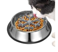 Ylnailky Plato De Alimentación Lenta para Perros - Cuenco Anti Atragantamiento Plato, de Silicona y Acero Inoxidable para Comer Despacio,para Perros Cachorros Y Gatos De Razas Pequeñas Medianas